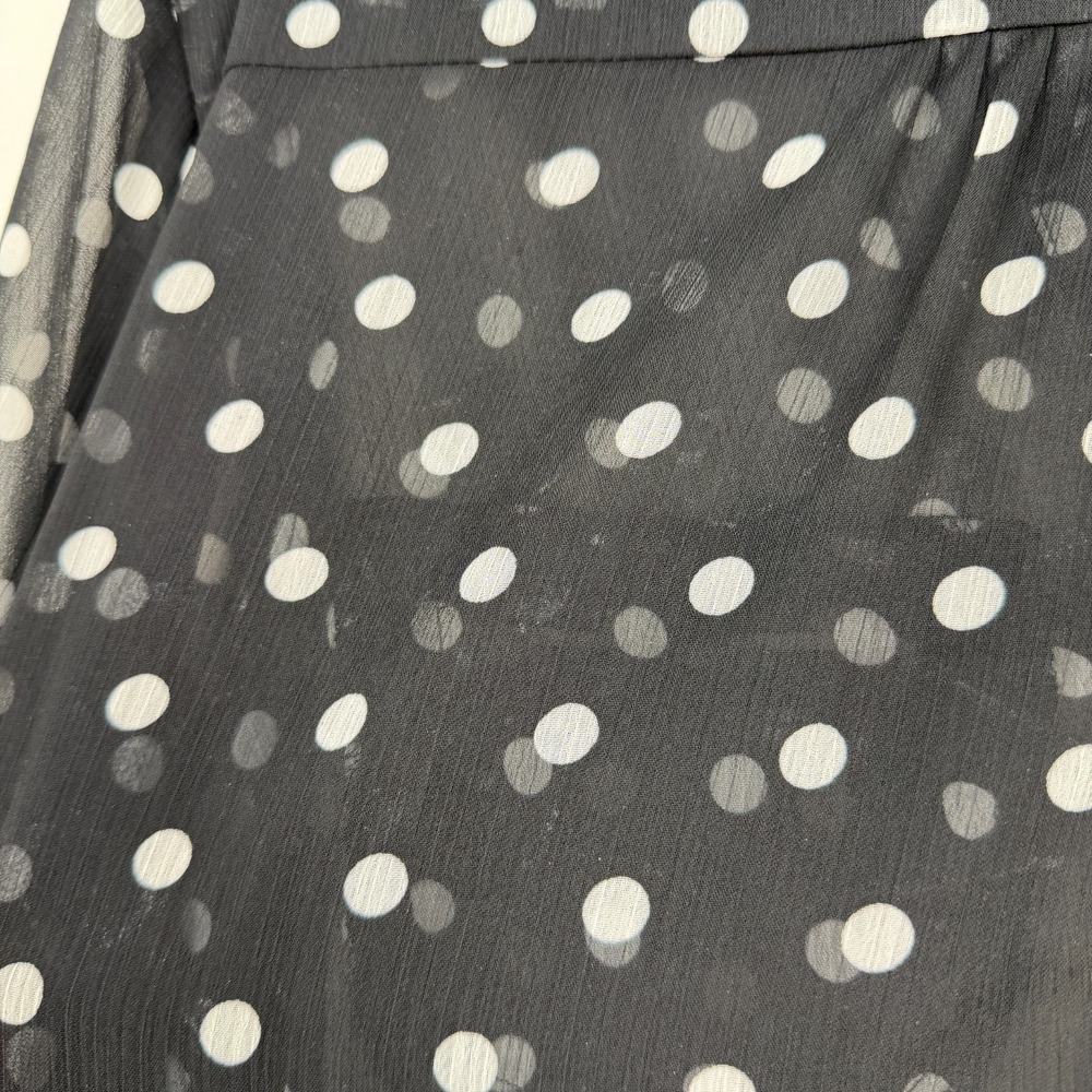 KUT from the Kloth Blouse Women's Medium Black Polka Dot Chiffon Button Front - Picture 9 of 15